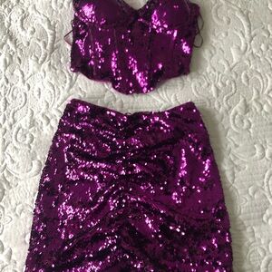 Purple Sequin Two-Piece Set